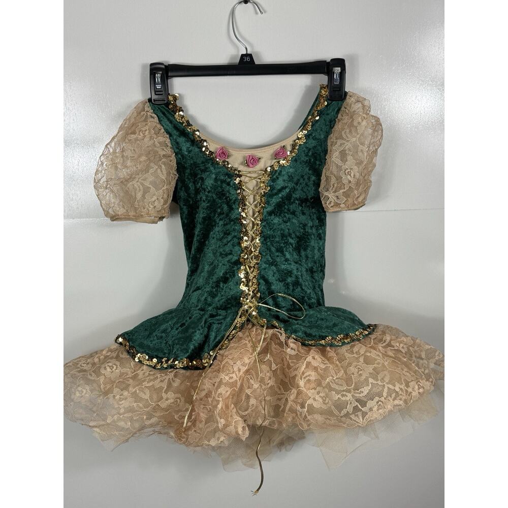 Wolff Fording Green Gold Colored Ballet Dance Costume Tutu Material Sz M READ